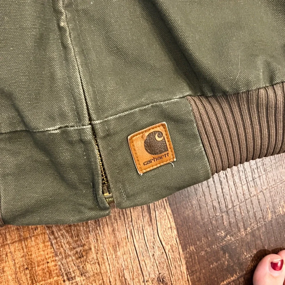 Vintage Carhartt J14 Santa Fe Jacket Loden Green Duck Canvas Flannel Lined 2XL